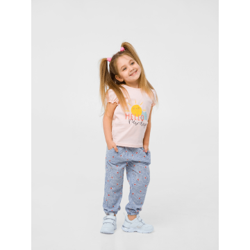 Штани для дівчинки Smil Ситцеве літо Білий/блакитний 2-4 років 115481 92