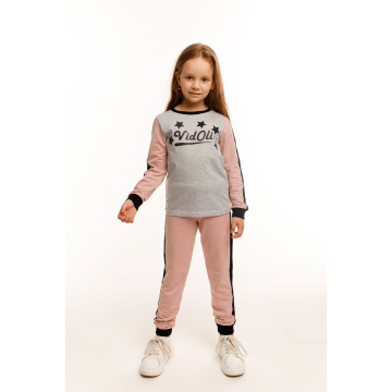 Дитячий костюм для дівчинки з двунитки Vidoli від 11 до 12 років Пудровий G-22664W_gray 152