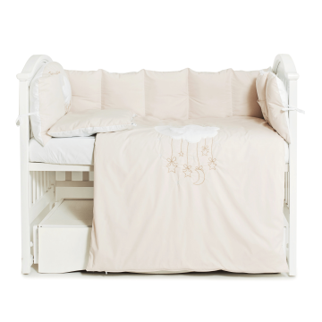 Дитяча постільна білизна в ліжечко Twins Moonlight Білий/Бежевий 6 елем 4011-BTMO-02