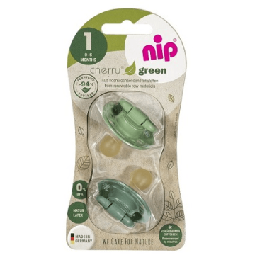 Пустушка латексна Nip Вишенька Зелена серія Зелений/Салатовий 0-6 міс 2 шт 91012_02