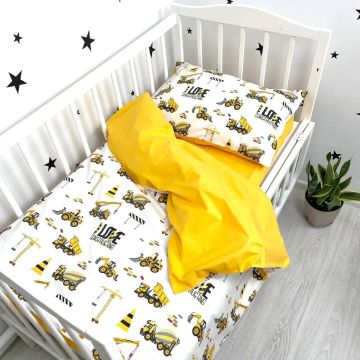 Дитяча постільна білизна Oh My Kids Будівельні машинки Ранфорс Жовтий ПБ-027-Х-3