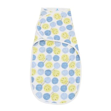 Пелюшка кокон для новонароджених на липучках Minikin I Like Смайлики 0 - 3 міс Жовтий/Синій 194803 56-62
