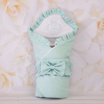 Демісезонний конверт-ковдра з поясом гумкою Бетіс Корона жакард Бірюзовий 27082181 85х85 см