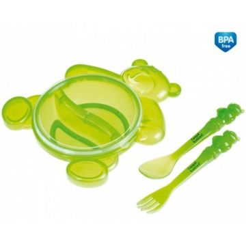 Дитяча тарілка зі столовими приборами Canpol babies Ведмедик