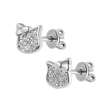 Срібні сережки пусети дитячі UMAX Hello Kitty з фіанітами 20370