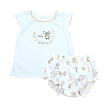 Летний комплект для девочки Minikin Мі мі мі 3 - 12 мес Интерлок Бежевый 221003 80