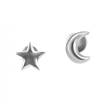 Срібні сережки пусети дитячі UMAX Зірочка і місяць 20020