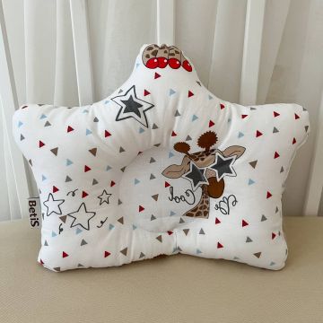 Ортопедична подушка для немовлят BetiS Веселі жирафчики Ранфорс Жовтий 25х33 см 91449478