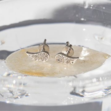 Срібні сережки пусети подвійні UMAX з фіанітами Крила 20649