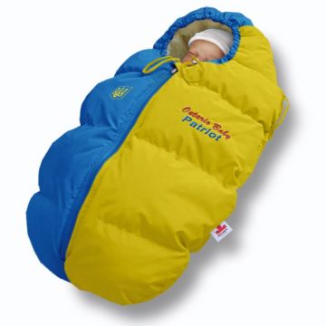 Зимовий конверт на виписку на овчині Ontario Baby Baby Born Patriot Блакитний/Жовтий ART-0000585