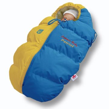 Зимовий конверт на виписку на овчині Ontario Baby Baby Born Patriot Жовтий/блакитний ART-0000588