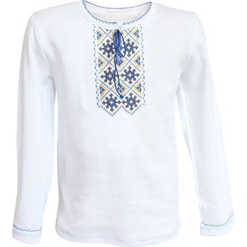 Вышиванка для мальчика Ladan 9 - 18 мес Интерлок Белый/Голубой VD1 26