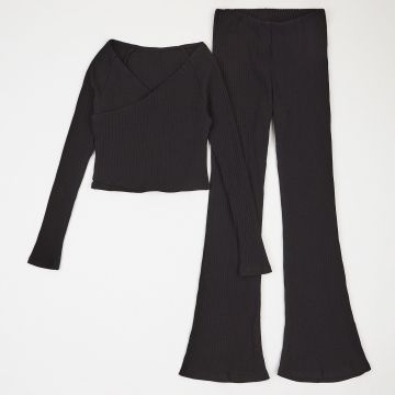 Костюм топ та штани на дівчинку ЛяЛя 8 - 17 років Стрейч-кулір/Рубчик/Мустанг Чорний К3РК161_2-489 164