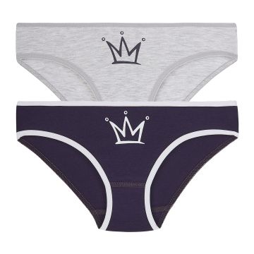 Труси дитячі на дівчинку 2 шт ЛяЛя 6 - 16 років Стрейч-кулір Фіолетовий/Сірий меланж К12СК111_2-396 72