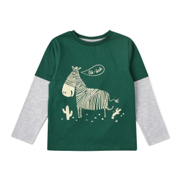 Лонгслів дитячий для хлопчика Krako Зебра Зелений від 7 до 8 років 3025T13 122-128