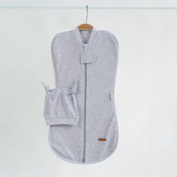 Євро пелюшка кокон на блискавці та шапка для немовлят Magbaby Сірий меланж 100290 0-3 міс