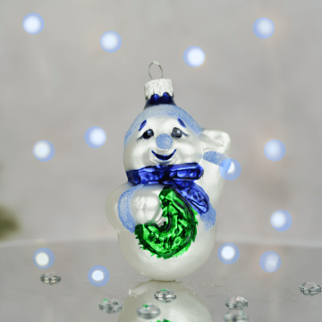 Елочная игрушка Santa Shop Сніговик з вінком Синий 8 см 4820001180237