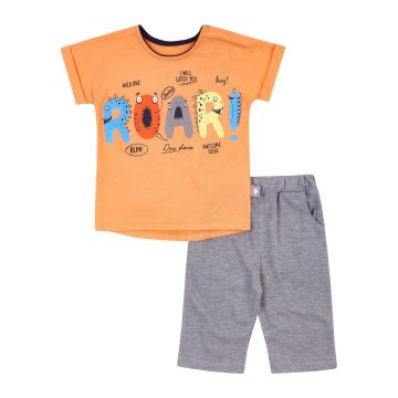 Костюм футболка та бриджі на хлопчика ЛяЛя 6 - 24 міс Кулір Помаранчевий/Сірий К3КЛ019_2-317 92