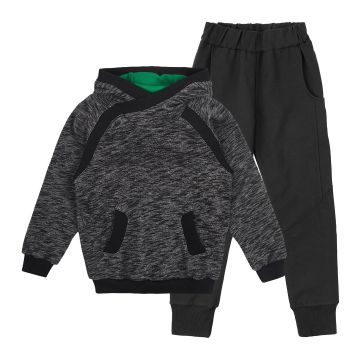 Дитячий костюм для хлопчика худі і штани ЛяЛя 6 - 12 років Двонитка Чорний К3ДВ158_5-69 122