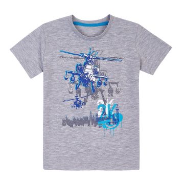 Футболка на хлопчика ЛяЛя 6 - 8 років Стрейч-кулір Сірий меланж 3СК140_2-4511 128