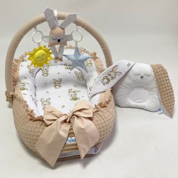 Кокон для немовлят Happy Luna BabyNest Irish Plush Plastik bag Білий/Бежевий 0231