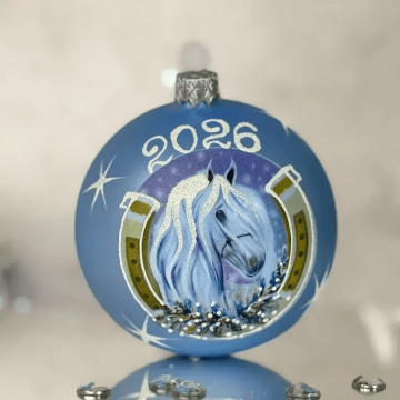 Новогодний шар на елку Santa Shop Символ года 2026 Сніжний кінь Голубой 8,5 см 4820001234060