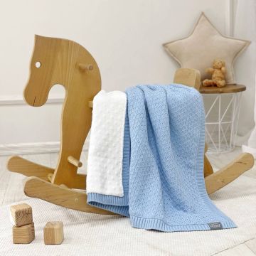 В'язаний плед для новонароджених Маленька Соня Wellsoft Ромб дрібний Блакитний 937907