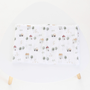 Муслінова пелюшка ELA Textile&Toys Село Муслін Білий/Сірий/Бежевий 100х80 см MD002VL