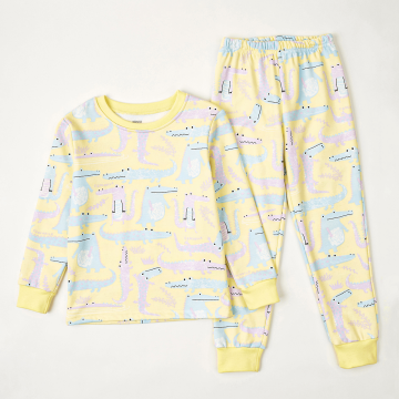 Дитяча піжама з махри Krako Крокодили Жовтий від 7 до 8 років 3023J33 122-128