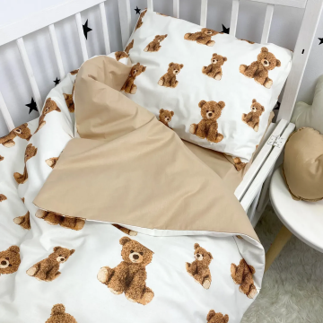 Дитяча постільна білизна для підлітків Oh My Kids Ведмедики Ранфорс Бежевий ПБ-125-Х-2