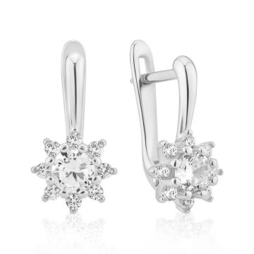 Серебряные сережки UMAX Цветок с фианитами 20782