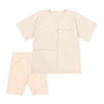 Костюм футболка і шорти на дівчинку Bembi Summer 2024 7 - 13 років Трикотаж рубчик Молочний КС780 152