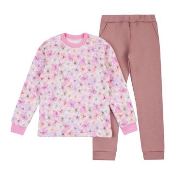 Дитячий костюм для дівчинки світшот та штани ЛяЛя 6 - 9 років Футер Рожевий/Пудровий К3ТФ138_6-46 134