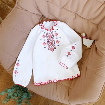 Вышиванка для девочки Ladan 9 - 18 мес Интерлок Белый/Красный VD1 26