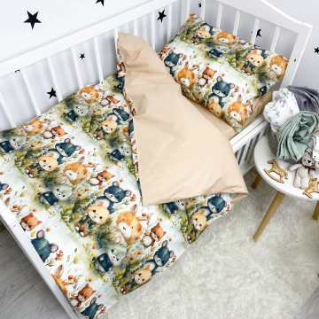 Дитяча постільна білизна для підлітків Oh My Kids Звірята Ранфорс Бежевий ПБ-123-Х-2