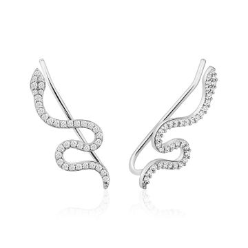 Серебряные серьги каффы с фианитами UMAX Змея 20792