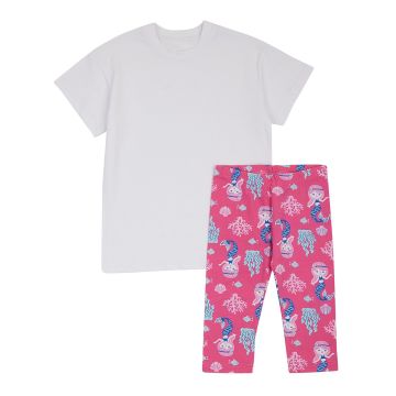 Костюм футболка и лосины на девочку ЛяЛя 1,5 - 6 лет Стрейч-кулир Белый/Малиновый К3СК163_2-293 116