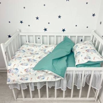 Дитяча постільна білизна Oh My Kids Balloons Ранфорс/Сатін Бірюзовий ПБ-008-Х-2