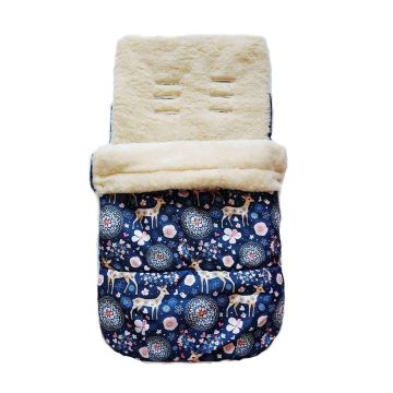 Конверт у коляску на овчині Merrygoround Олені 95х50 см Синій PR-C_23