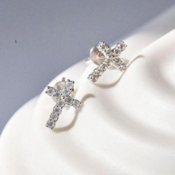 Срібні сережки пусети UMAX Хрестики 20656