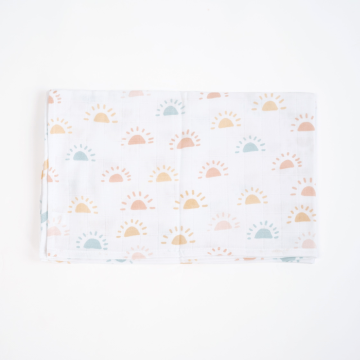 Муслінова пелюшка ELA Textile&Toys Сонечки Муслін Білий/Помаранчевий/Блакитний 100х80 см MD002SN