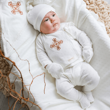 Комплект одежды для крещения Magbaby Eric 0 - 9 мес Трикотаж трансферли Молочный 132840 74