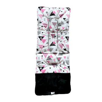 Матрасик в коляску Merrygoround Трикутники Рожевий/Чорний 85х35 см VK_79