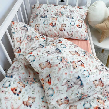 Дитяча постільна білизна Oh My Kids Лисички Зайчики Ранфорс Персиковий ПБ-127-Х