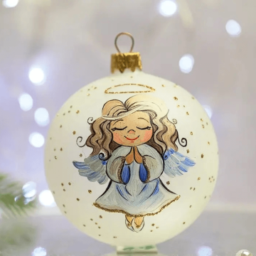 Ялинкова іграшка новорічна куля Santa Shop Ангелики-діти Розумниця Білий 8,5 см 4820001112542