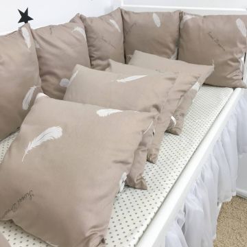 Бортики в ліжечко Oh My Kids Перчинки Сатін Коричневий 6 шт Б-126-С