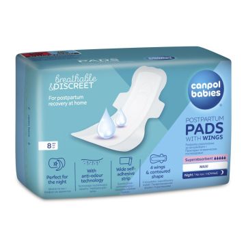 Прокладки післяпологові нічні з крильцями Canpol babies 8 шт 78/008