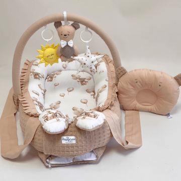 Кокон для немовлят Happy Luna BabyNest Irish Plush Plastik bag Бежевий/Білий 0254