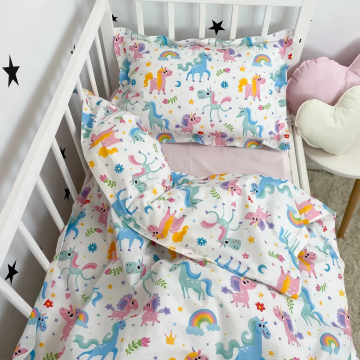 Дитяча постільна білизна Oh My Kids Funny Unicorns Ранфорс Рожевий ПБ-128-Х