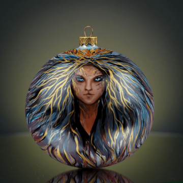 Новогодний шар на елку Rizdviani Istorii Украинские истории Конотопська відьма Фиолетовый 12 см 4820001180329